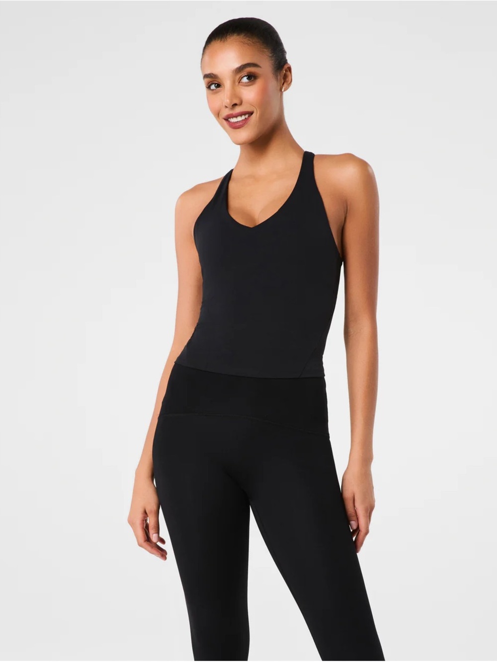 SPANX Black V-Neck Shelf Tank Top